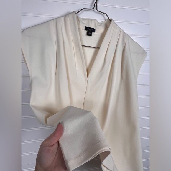 Ann Taylor Soft Cream V-Neck Blouse - Picture 3 of 7